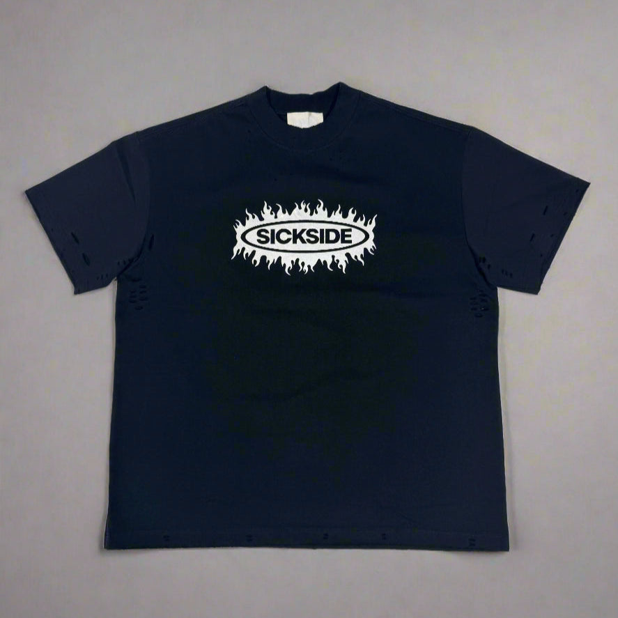SICK SIDE FLAME BLACK TEE