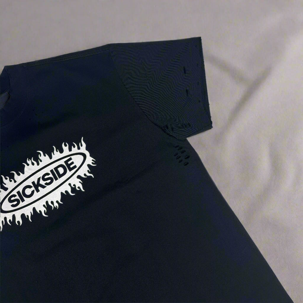 SICK SIDE FLAME BLACK TEE